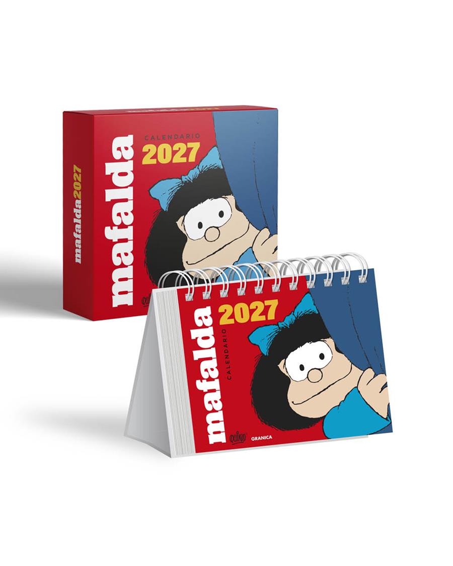 Calendario 2027 Mafalda (sobretaula vermell amb caixa) | 9786316693921 | Quino
