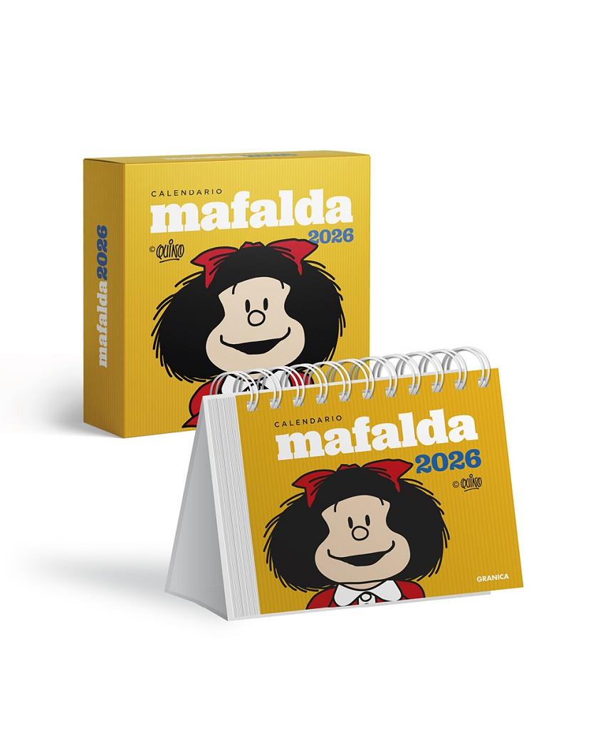 Calendario 2026 : Mafalda (sobretaula) (groc amb caixa) | 9786316693426 | Quino