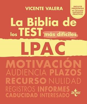 La biblia de los test más difíciles de la LPAC | 9788430990306 | Vicente Valera