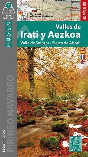 Valles de Irati y Aezkoa : Valle de Salazar, Sierra de Abodi (1:25.000) | 9788470111808
