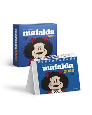 Calendario 2026 : Mafalda (sobretaula) (blau amb caixa) | 9786316693211 | Quino