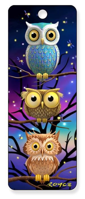 Punt de llibre 3D : tres mussols | 810554020566